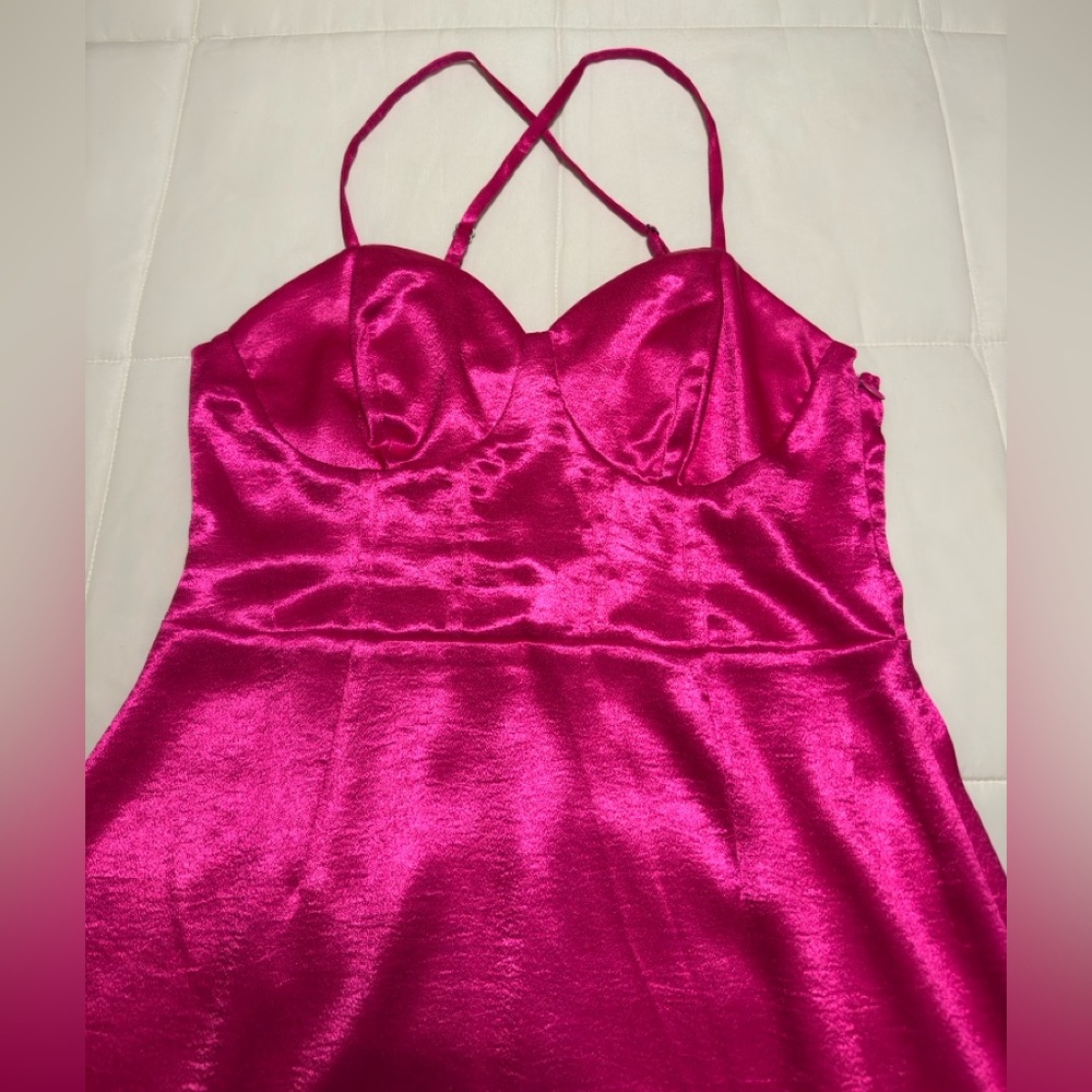 Satin Pink Mini Dress🌺